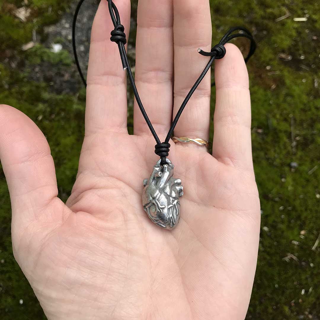 Anatomical Heart Necklace Pewter Boutique Academia