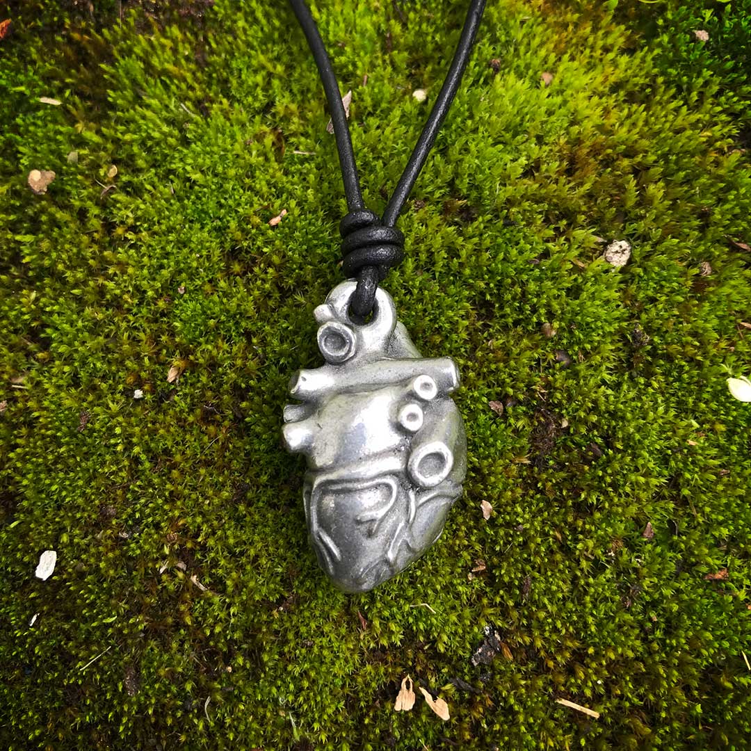 Anatomical Heart Necklace Pewter Boutique Academia