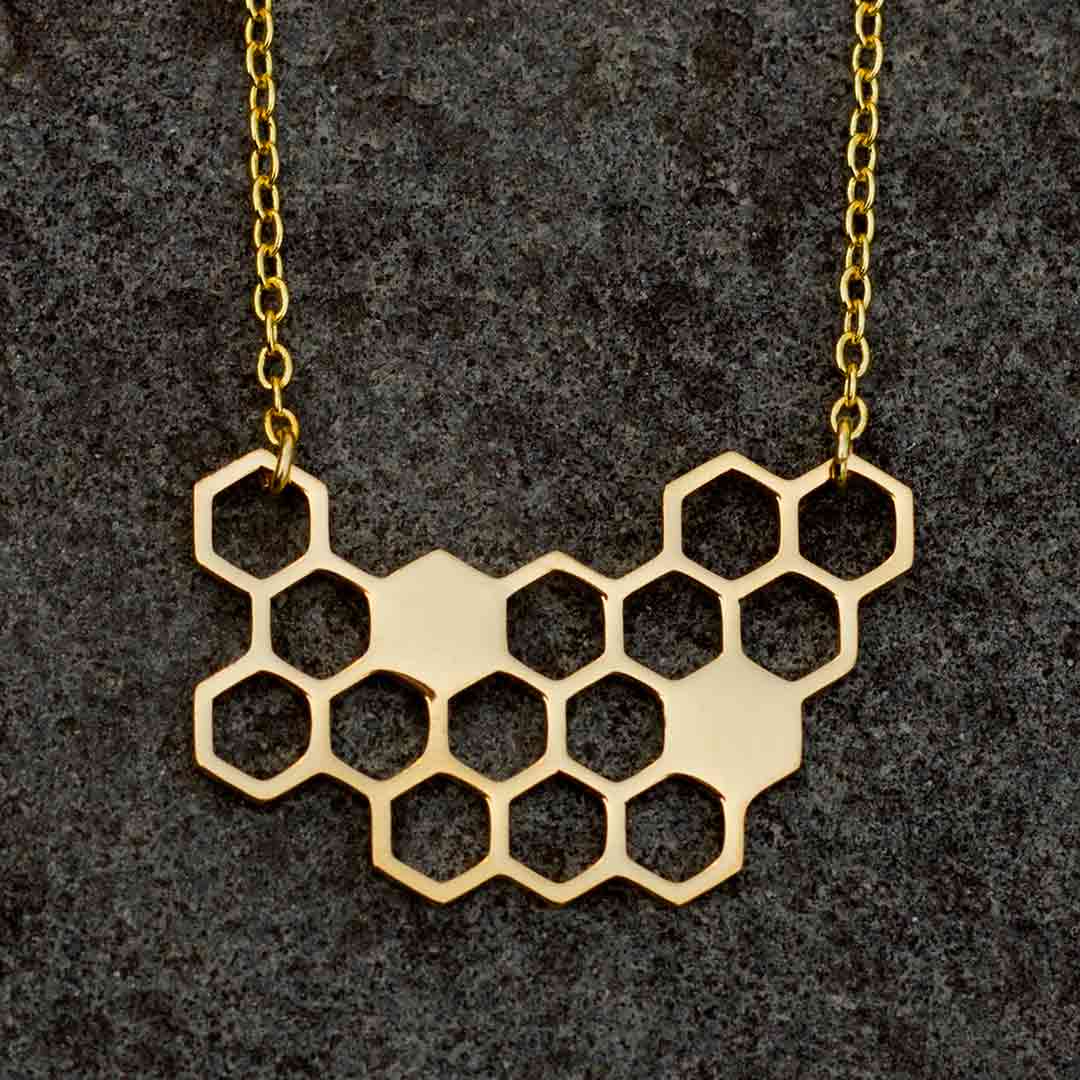 Statement Necklace, Honeycomb Pendant with Chain, Boho Jewlery, Mens Necklace, Honeycomb Pendant, authentic Brass Pendant, Honeycomb Necklace